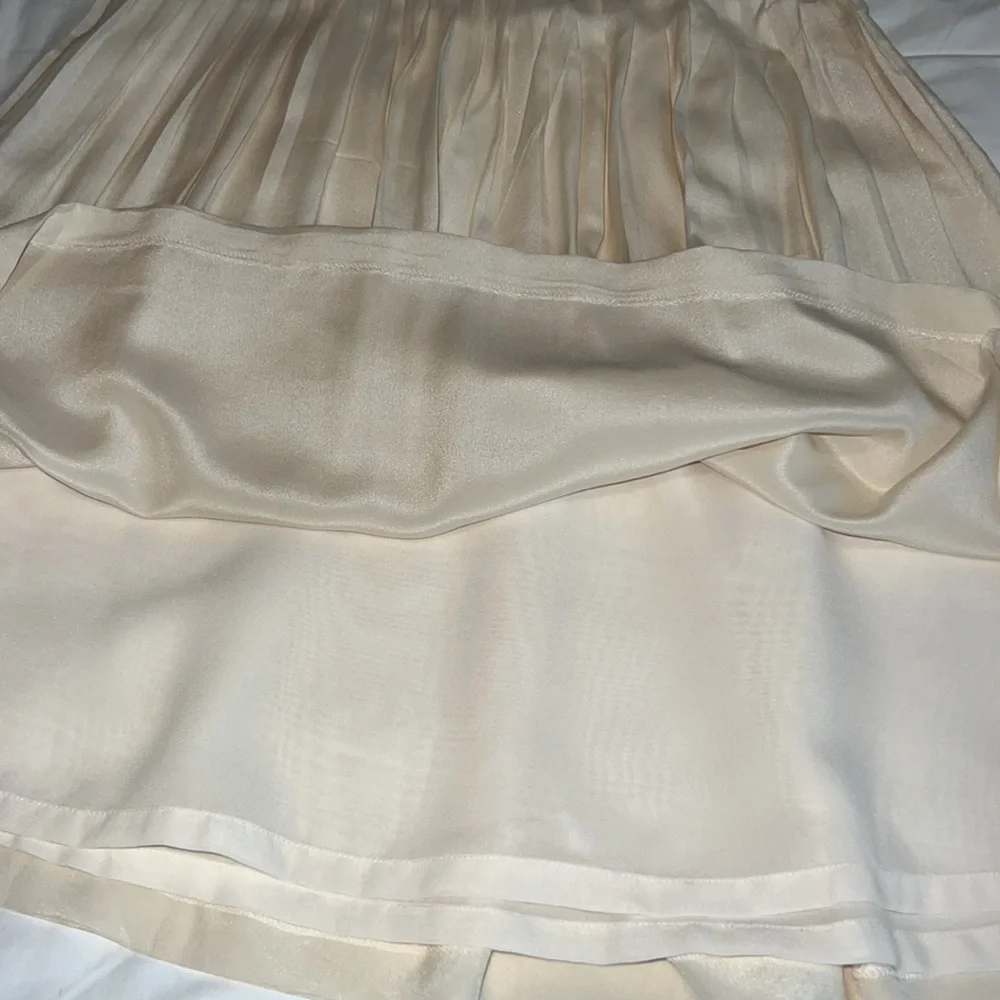 Banana Republic cream ivory silk pleated skit midi with lining zipper closure 0 - Picture 5 of 8